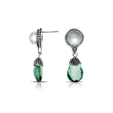 AE-6132-CO2 Sterling Silver Earring With Mother Of Pearl And Green Quartz Jewelry Bali Designs Inc